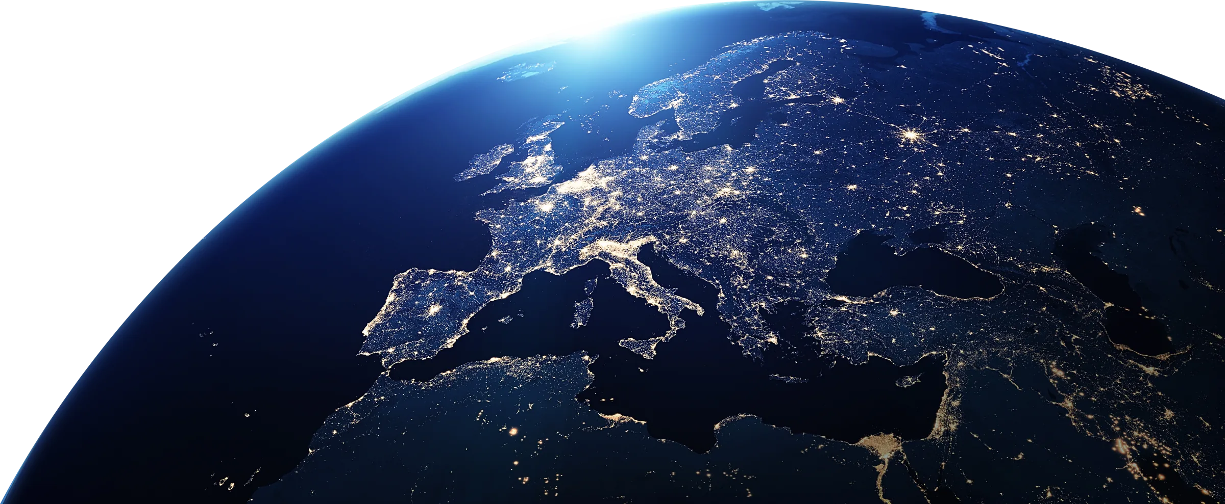 Europe at night, seen from orbit.